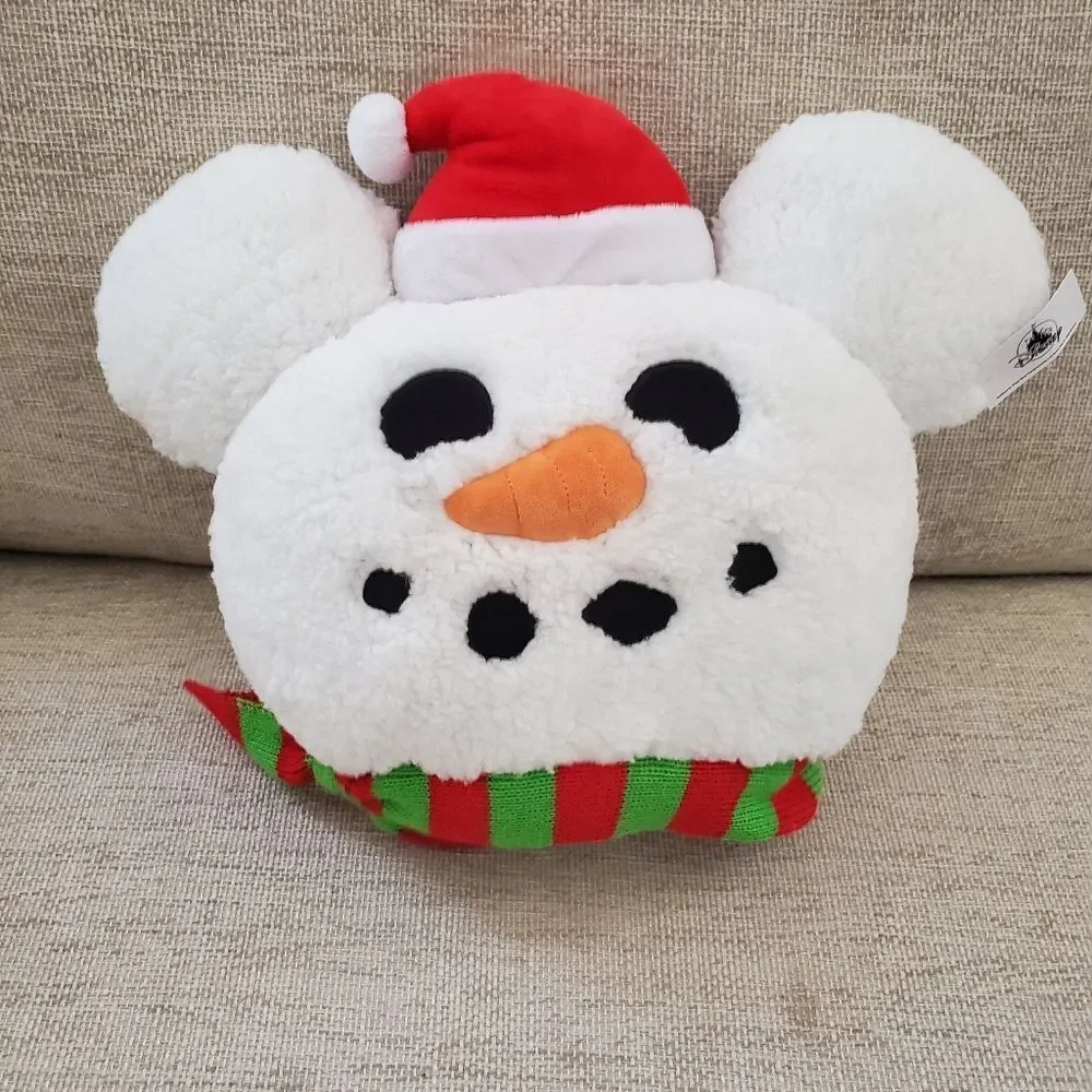 Disney Throw Pillow - Christmas Santa Mickey Snowman Face